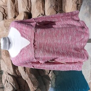 Soft Surroundings sweater tunic oversized v neck heathered pink and white medium